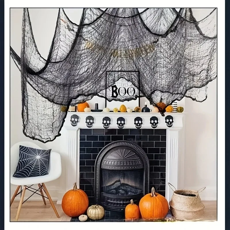 

Halloween Horror Creepy Black Gauze Cloth Scary Gothic Prop for Haunted House Outdoor Indoor Party Doorway Wall Decoration Decor