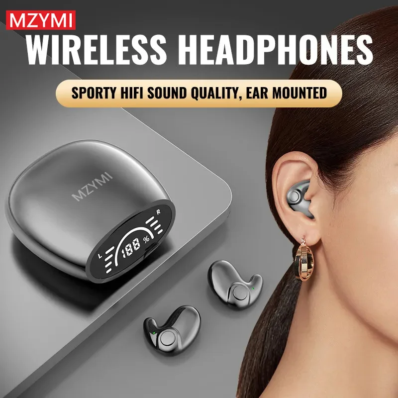 MZYMI MD558 Mini Invisible Sleep Wireless Earphone Stereo IPX5 Waterproof In Ear Bluetooth 5.3 Headset HD Call For Android iOS