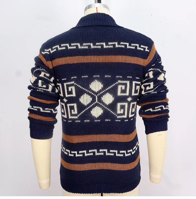 Herren Herbst Winter Mode Strickjacke Jacke Slim Fit Langarm Strickpullover mit stilvollem Revers Design lässig elegant Out – Detail 21