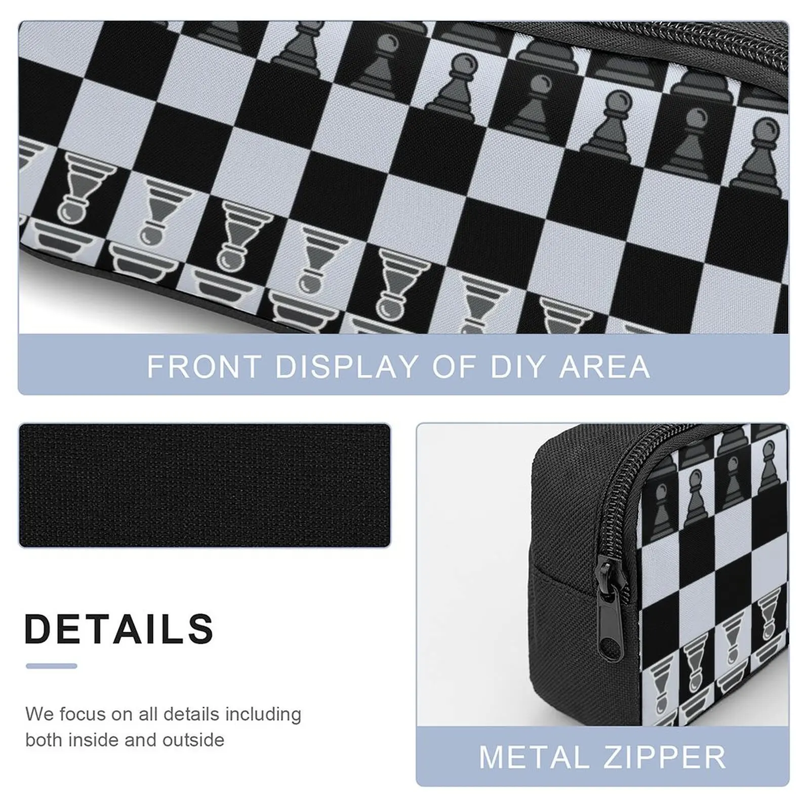 Chess Design Poster For Sale Firm Comfortable Lunch Tote 3 in 1 Set 17 Inch Backpack Lunch Bag Pen Bag Summer Camps Classic