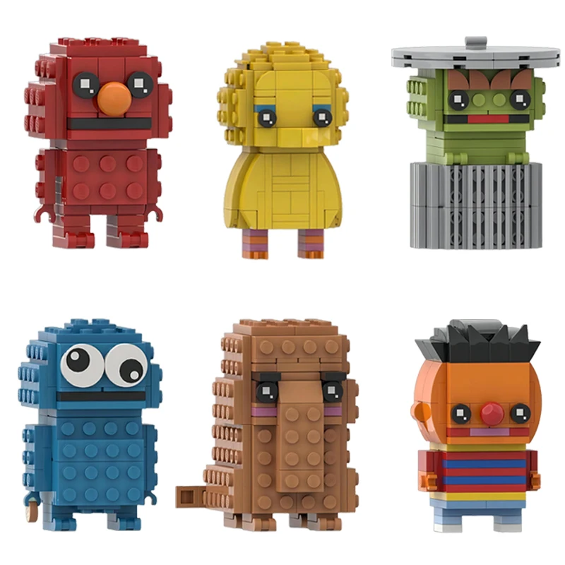 漫画アニメトレンディ人形ビルディングブロック MOC Brickheadz クリエイティブ動物ロボット漫画のキャラクターアセンブリモデルパズルおもちゃギフト