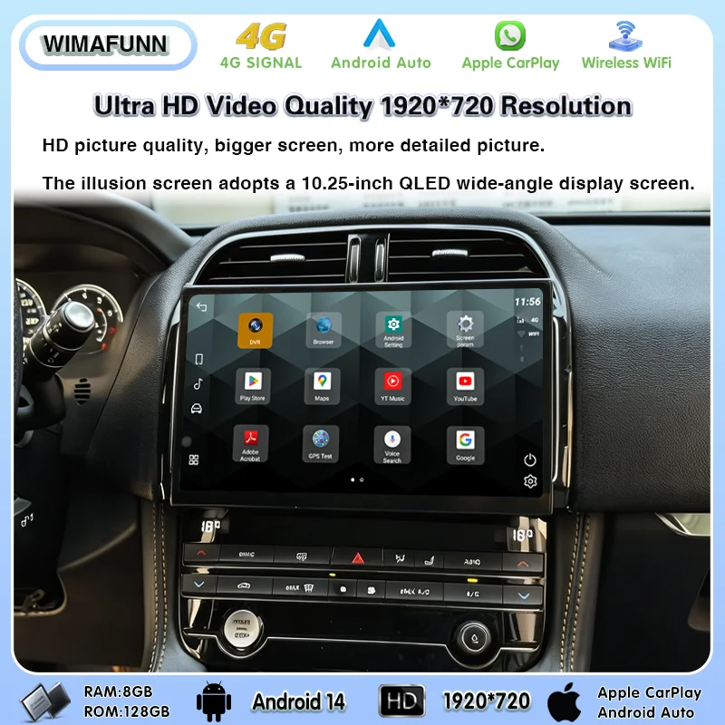 13.3inch For Jaguar XE/XEL/F-PACE X760 X761 2016-2019 Android 14 GPS Navigation Car Radio Multimedia Player CarPlay OEM Menu - view 6