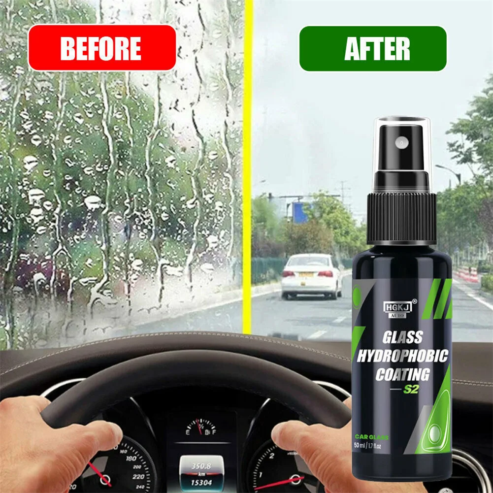 50ml HGKJ 2 Water Repellent Spray Anti Rain Coating Car Glass Hydrophobic Anti-rain Liquid Windshield Mirror Mask Auto Accessory