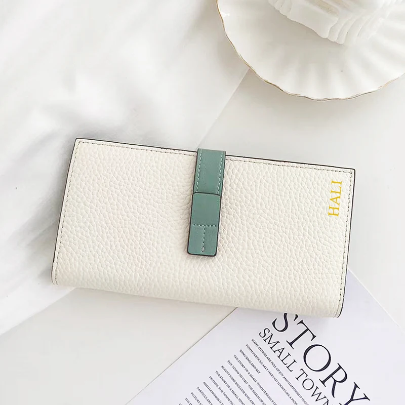 Custom name Long Wallet For Woman Fashion Large Capacity Card Holder Genuine Leather Phone Coin Purse Girl Luxury Card Wallet