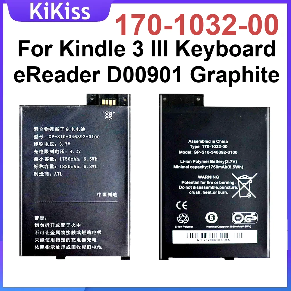 

1900Mah 170-1032-00 Tablet Battery For Amazon Kindle 3 Iii Keyboard Ereader D00901 Graphite Durable Rechargeable