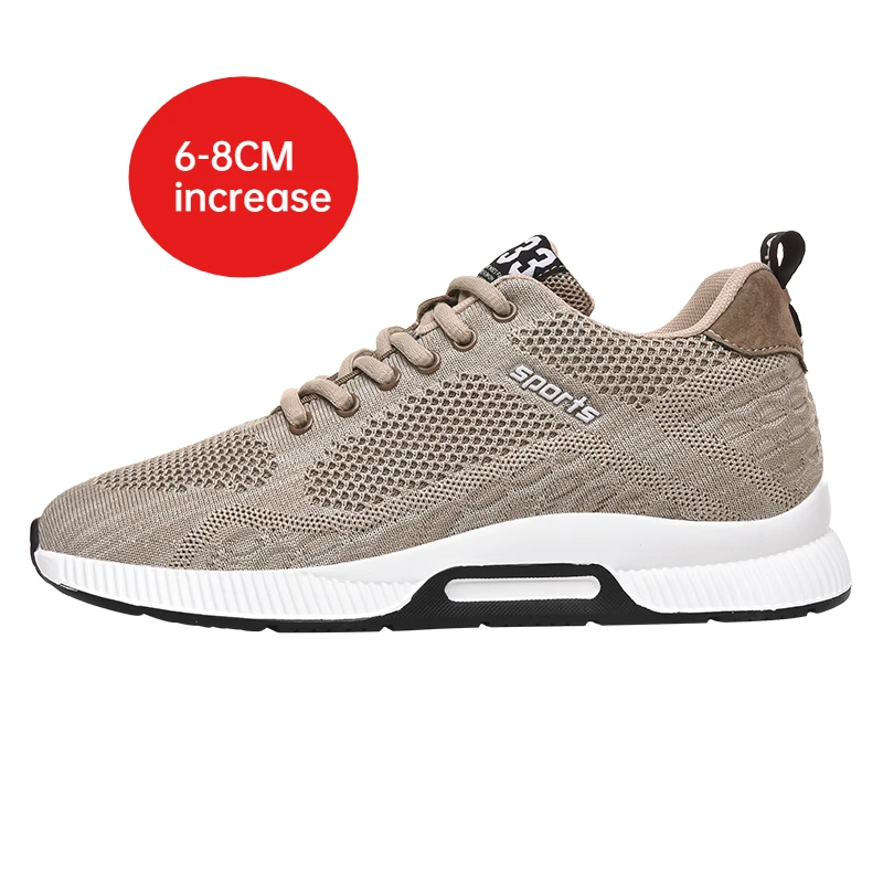 

6-8CM Height Increasing Men's Elevator Shoes Breathable Mesh Sports Sneakers Invisible Lift Taller Footwear