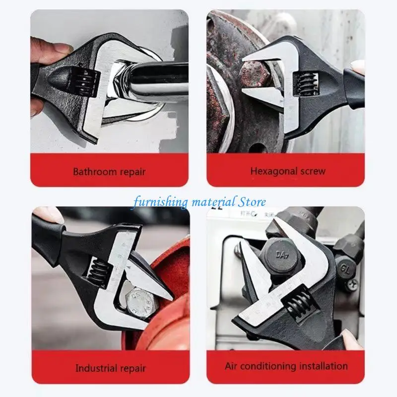 

Y5GD Ergonomic Black Large Jaw Wrench Wide Opening Spanner For DIY & Professional Use