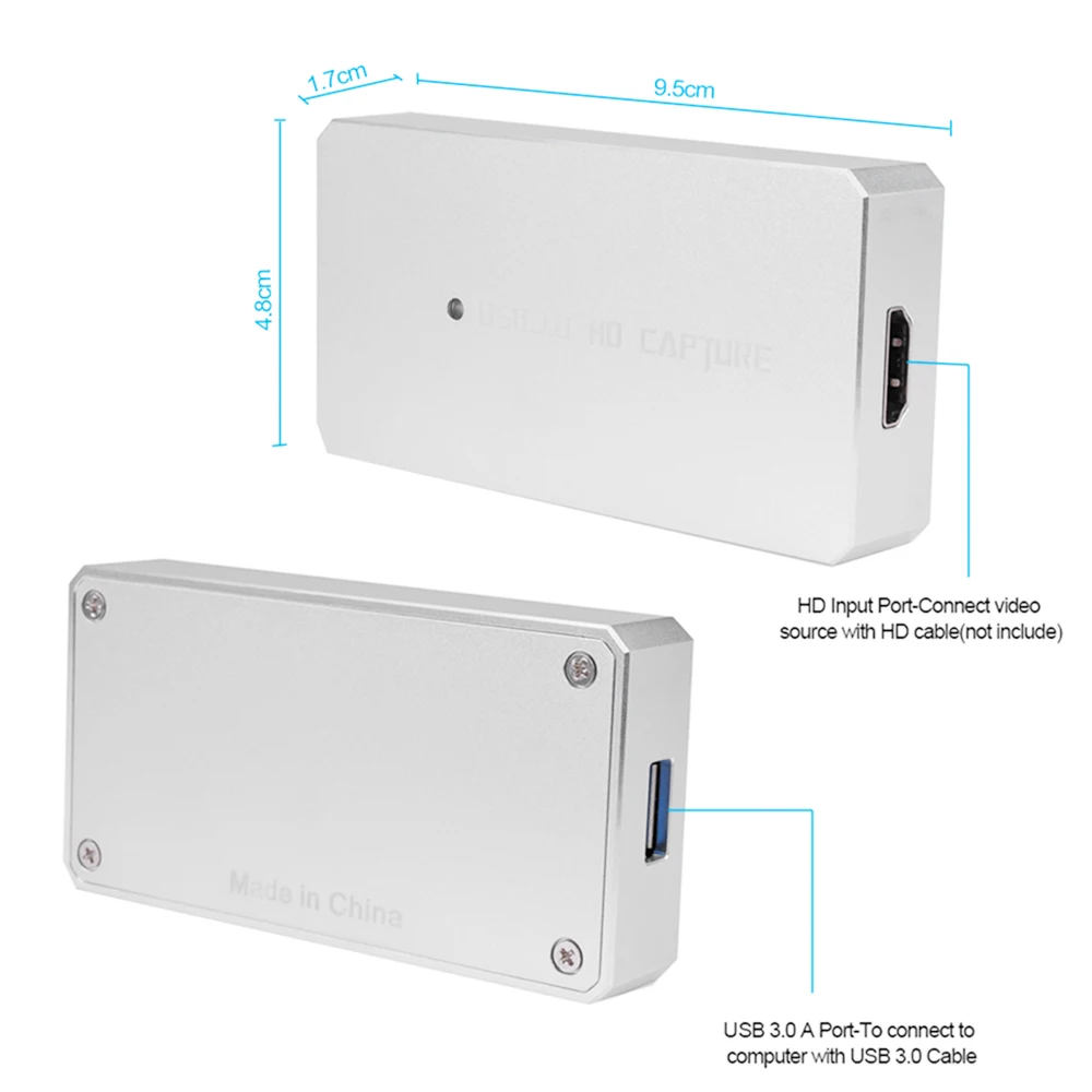 USB 3.0 HD Capture Card Video Game Recorder 1080P Live Streaming Converter Plug and Play for XBOX One PS3 PS4 WII U