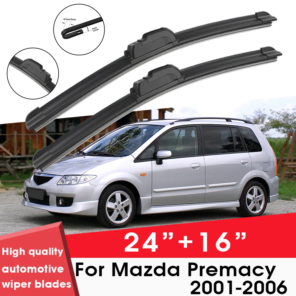 

Car Wiper Blade Blades For Mazda Premacy 2001-2006 24"+16" Windshield Windscreen Clean Rubber Silicon Cars Wipers Accessories