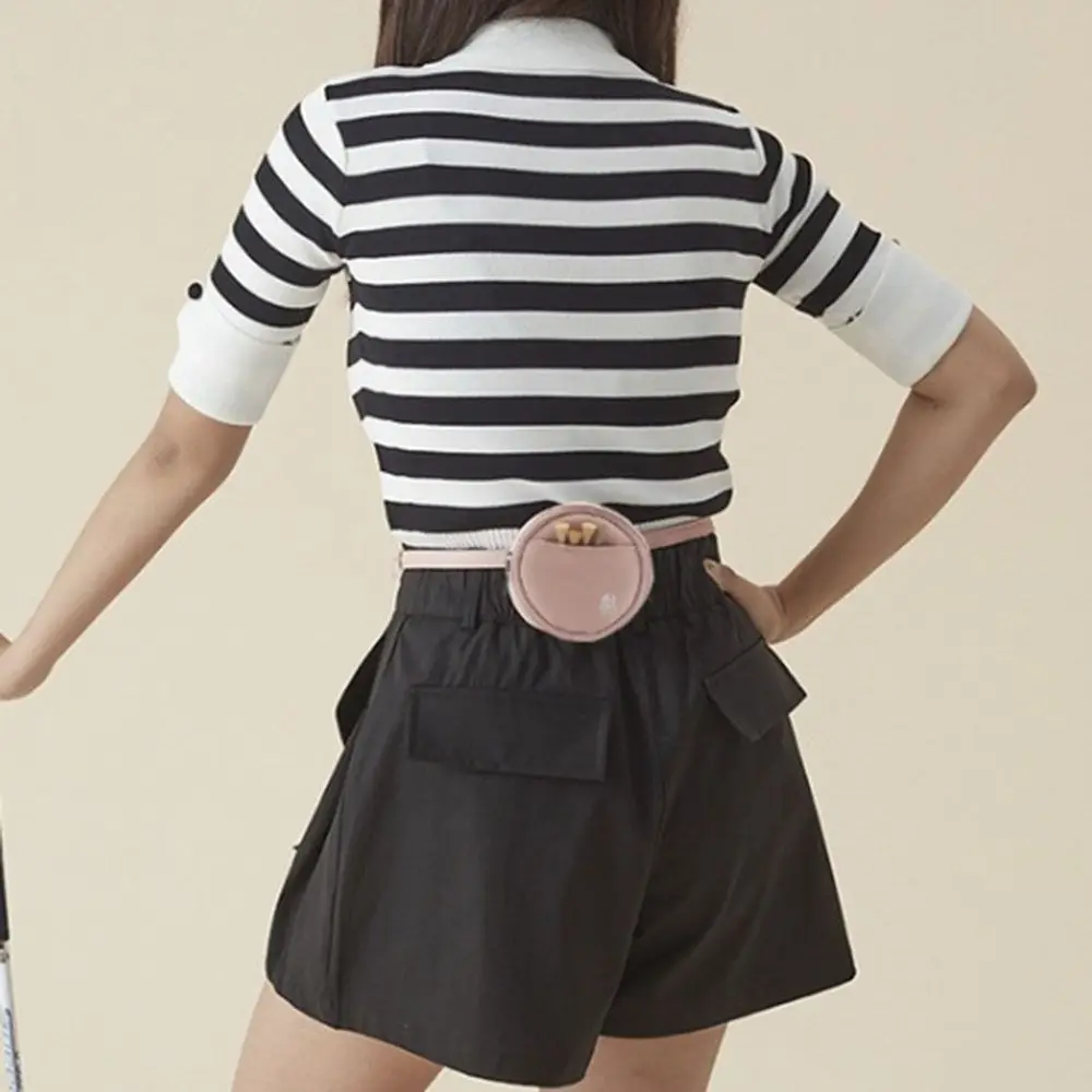 

Leather Golf Waist Bag Tee Holder 4 Balls Capacity Golf Storage Case Zipper Portable Golf Ball Storage Clip Men/Women