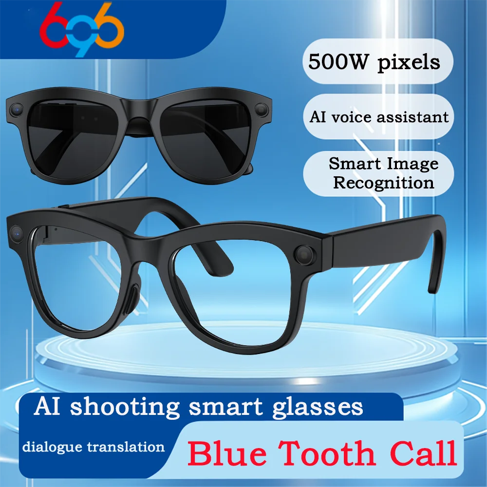 

696 Smart Glasses Built-In HD Camera Blue Tooth Call Voice Assistant Dialogue Translation Music Playing Video Record Sunglasses