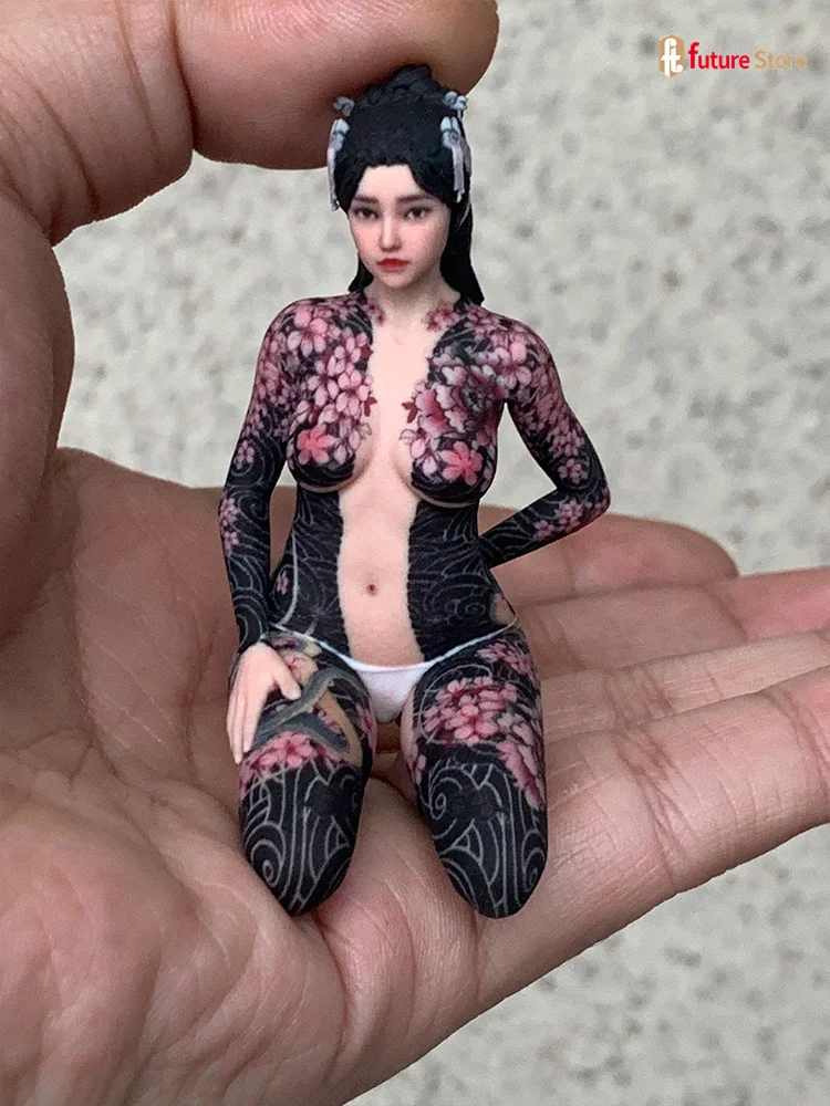Resin Diorama 1/18 1/16 1/12 Samurai Girl Realistic Tattoo Beauty Female Miniature Figurine Doll Toys Scene Props Display