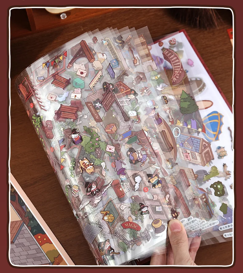 Kawaii Magic Academy 3D Magisches Zimmer Landschafts-Aufkleberbuch DIY Taschenhütten-Szene Festivalgeschenk – Detail 15
