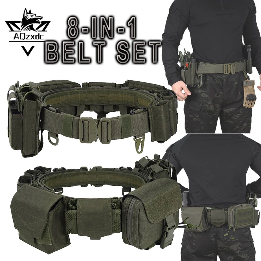

Tactical 8-in-1 Belt Set MOLLE Detachable Waist Belt Combination Equipment with Magazine Bag Map Pouch for CS Hunting Shooting