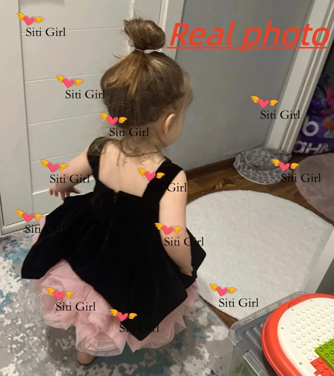 Luxurious Velvet Flower Girl Dress Blue Puff Girls Party Dresses for Wedding Puff Sleeves Kids Christmas Ceremonial Dress Custom