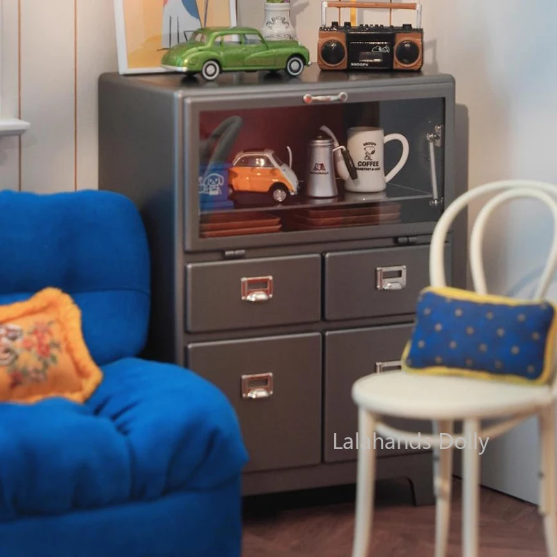 1/6 Dollhouse Simulated Plastic Combination Sideboard/storage Cabinet Miniature Items Kitchen Furniture Decoration Accessories