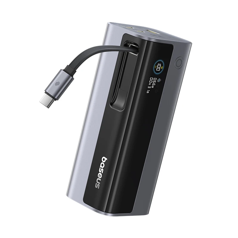 Baseus 145W Powerbank 20000mAh mit integriertem 100W einziehbarem Typ-C-Kabel, schnelles Laden, tragbares externes Akku-Ladegerät