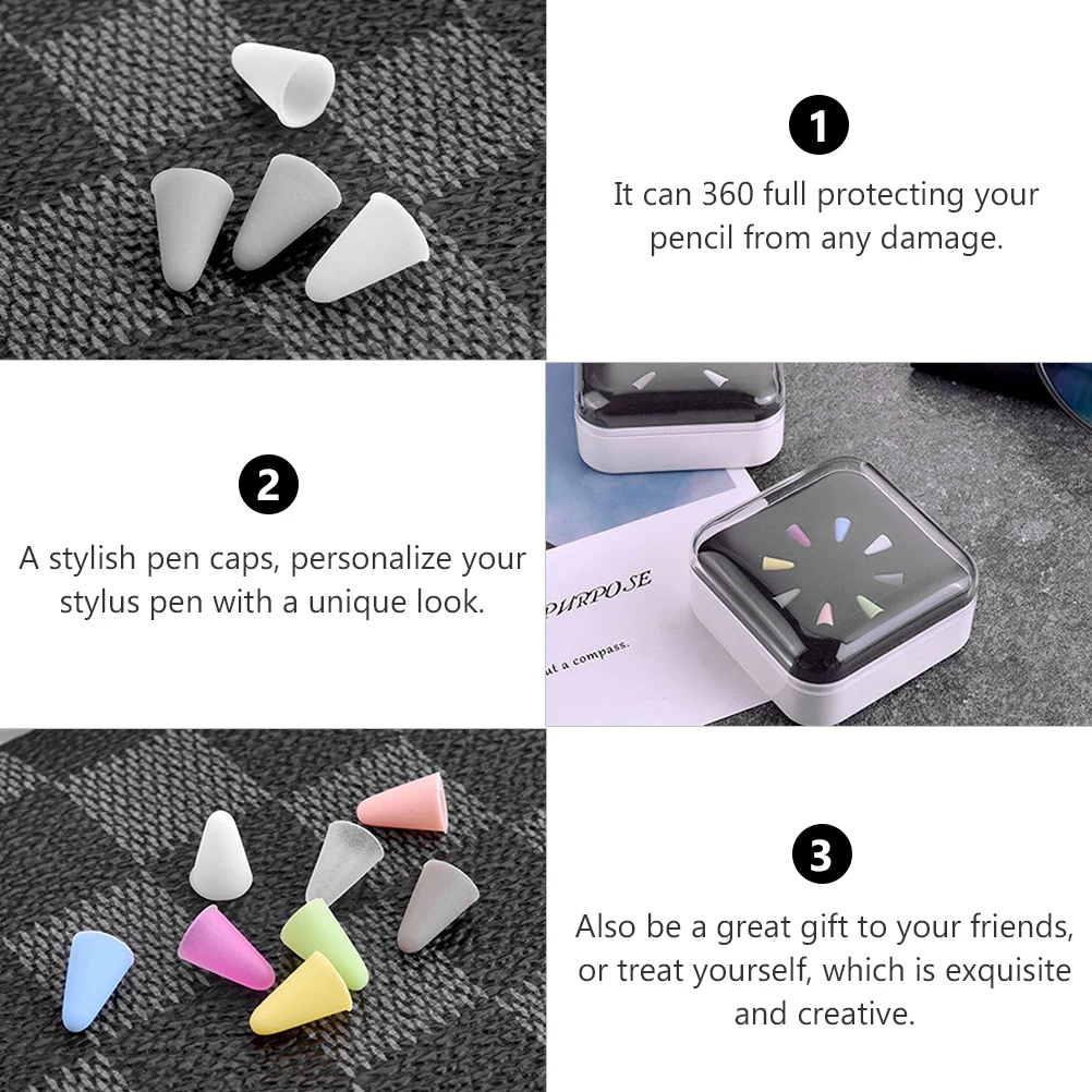 

8pcs Stylus Tips Cover Silicone Stylus Pen Protector Protector For Pencil 1 2 Anti-Slip Grip Dustproof Pen Cap