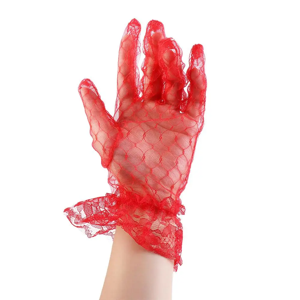 Elegant Performance Dress Accessories Banquet Dinner Dress Autumn Lace Gloves Bridal Mesh Gloves Wedding Thin Mittens