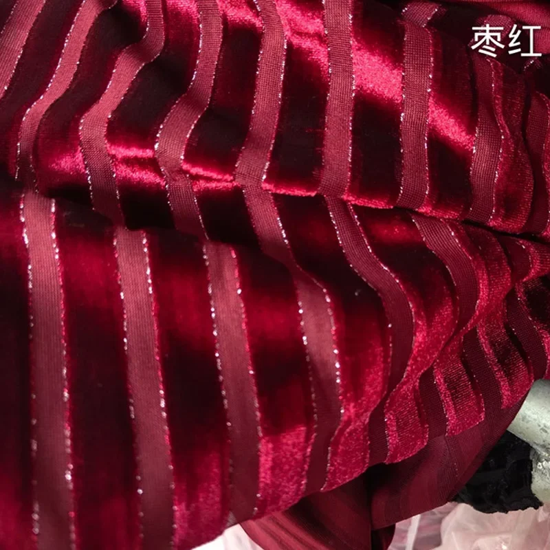 Stretchy Velvet Bling Fabric Stripe Shimmer For Dress Shirt Clothes Soft Home Textile Curtain