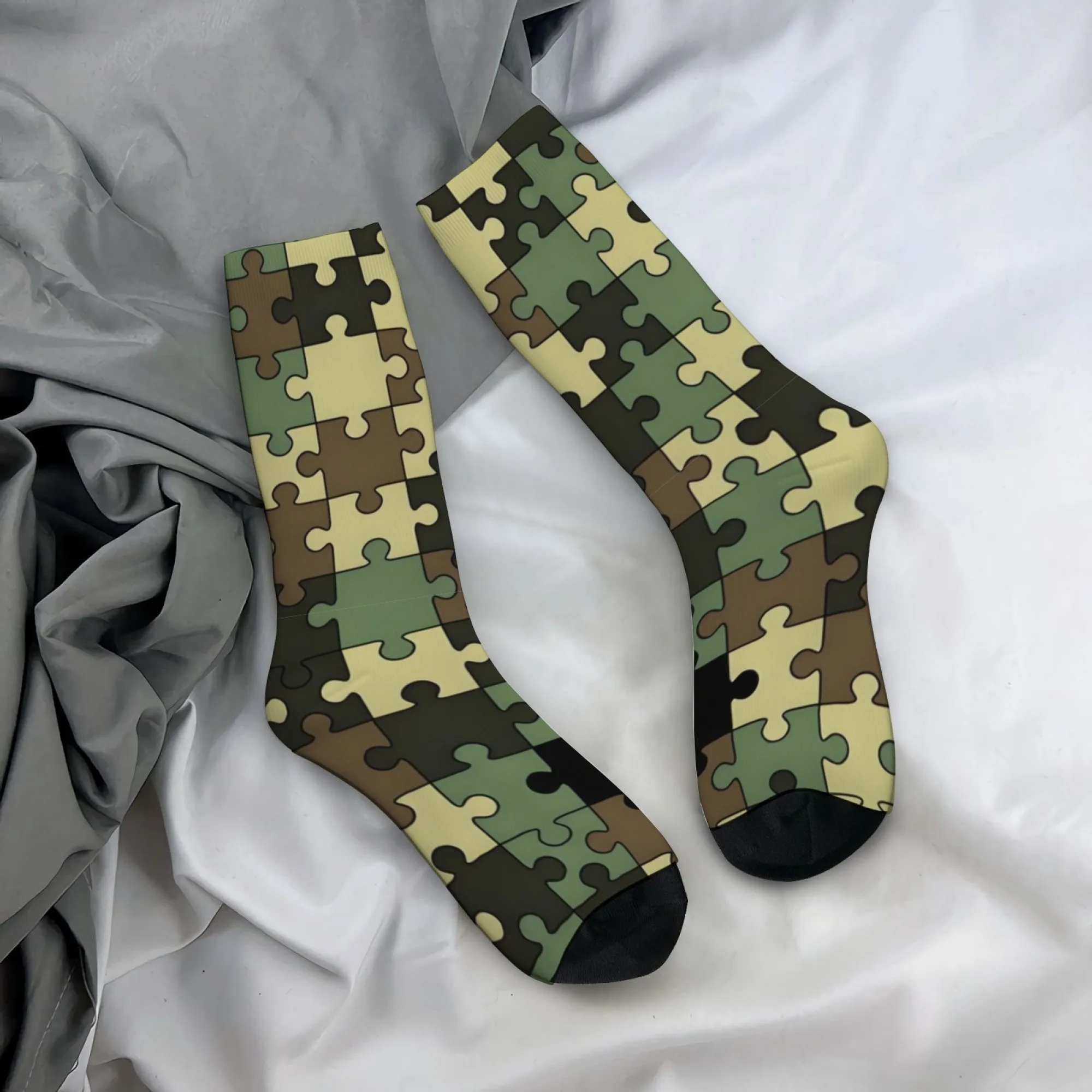 Puzzle-Tarnsocken, Neuheit, lustige Hip-Hop-Herrensocken, Retro-Stil, bequem, atmungsaktiv, Outdoor-Mode, lässige Sportsocken