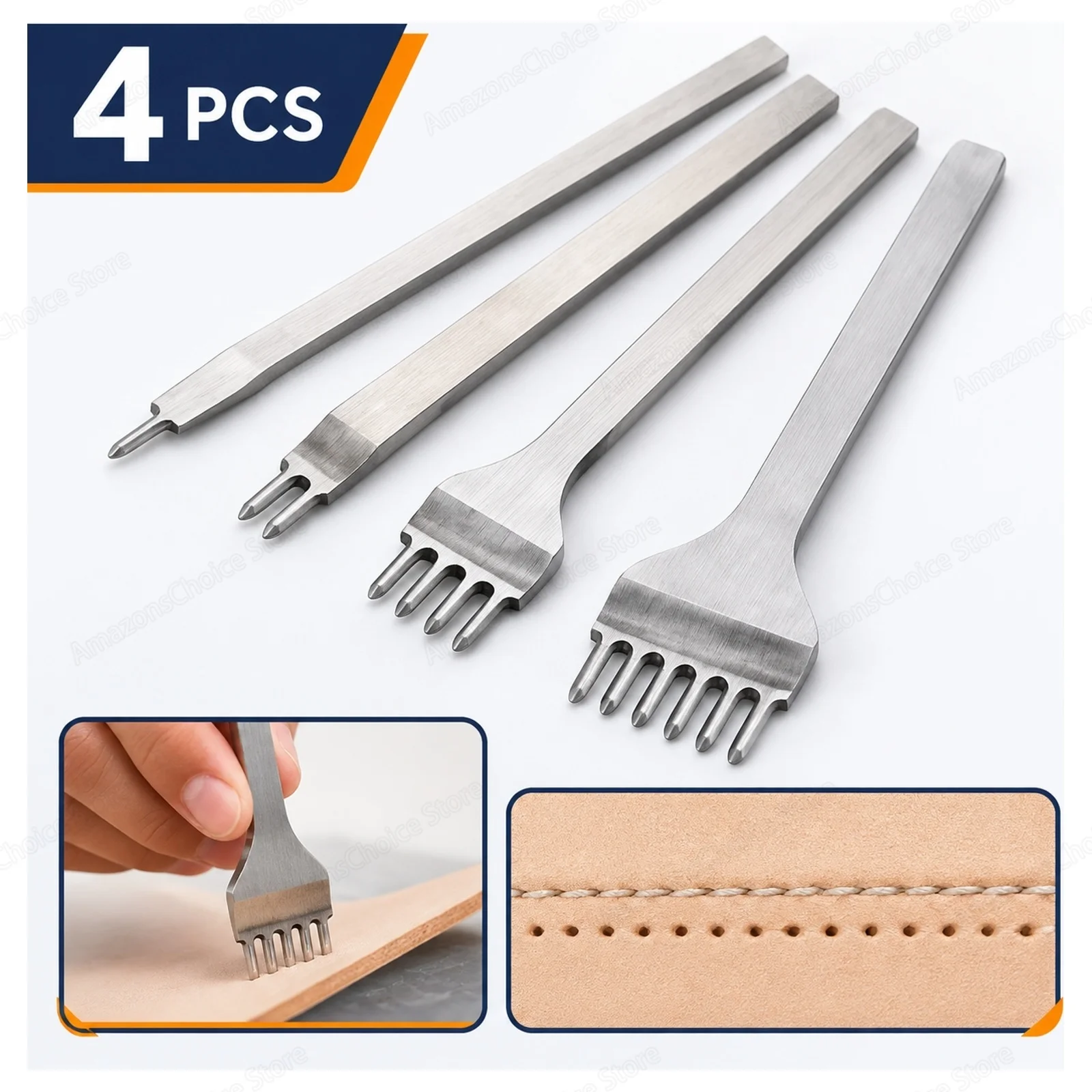 New Leather Craft Tool Prong Lacing Stitching Punch 3mm/4mm/5mm/6mm Hole Punches 1/2/4/6