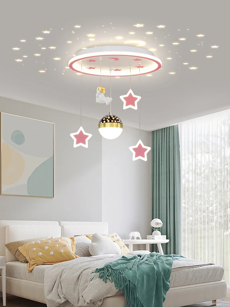 New Modern Led Chandeliers For Children's Room Bedroom Study Kids Baby Blue Astronaut Ceiling Lamps Decor Pendant Lights Fixture image 4