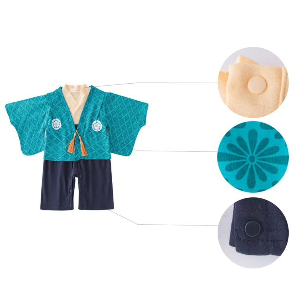 Long Sleeve Baby Jumpsuit Kimono Romper Infant Outfit Boys Clothes Toddler Sleepwear Cotton Material Japanese Style Rompers Baby