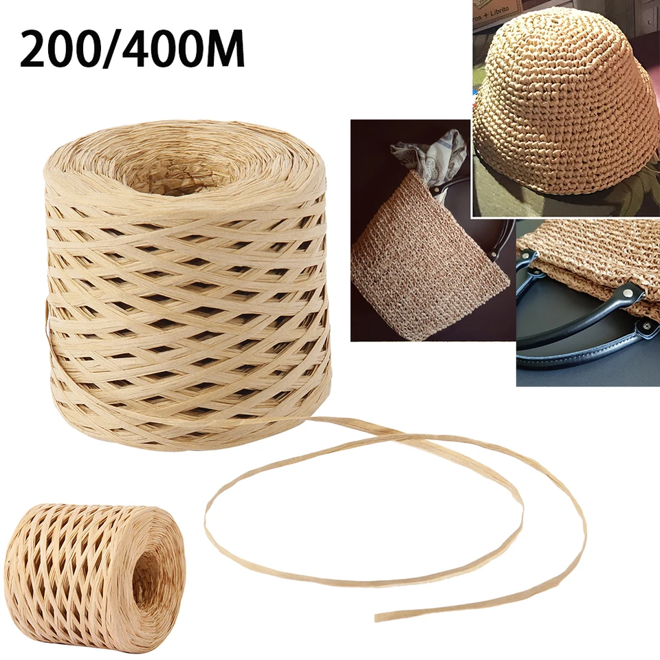 Fil De Raphia Naturel, Fil De Raphia À Crocheter, Ruban De Papier Raphia, 150m Rafia Naturel Bobine, Ficelle de Raphia pour emballage cadeau, sac de plage, projet d'artisanat, jouet et décoratio