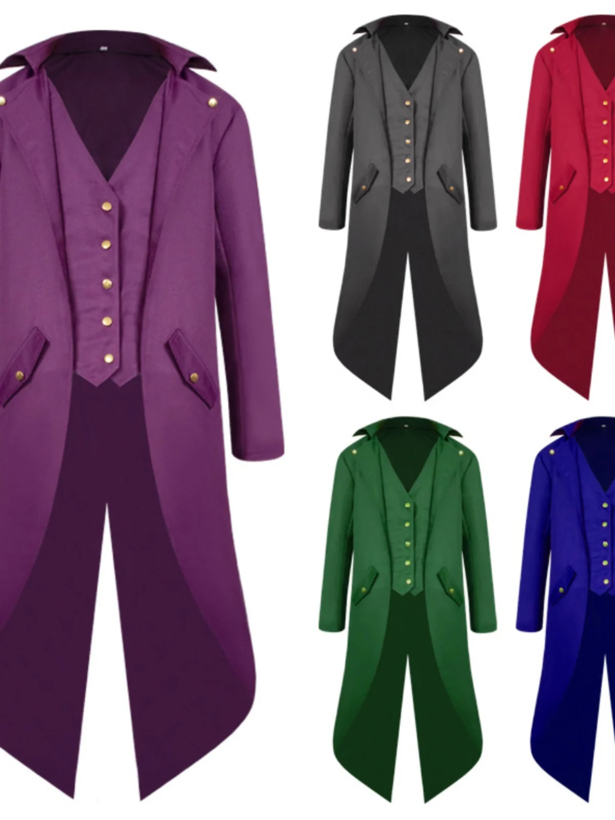 

Мужской средневековый фрак Cisas Wi New Sle, смокинг средней длины в стиле ретро, этническая одежда, летний сезон, с принтом, чистый цвет