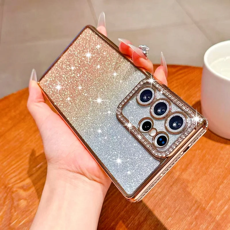 

New Glitter Electroplated Edge DiamondS26ULuxury electroplated diamond-studded case suitable for Samsungs25+plusPhone case glitt