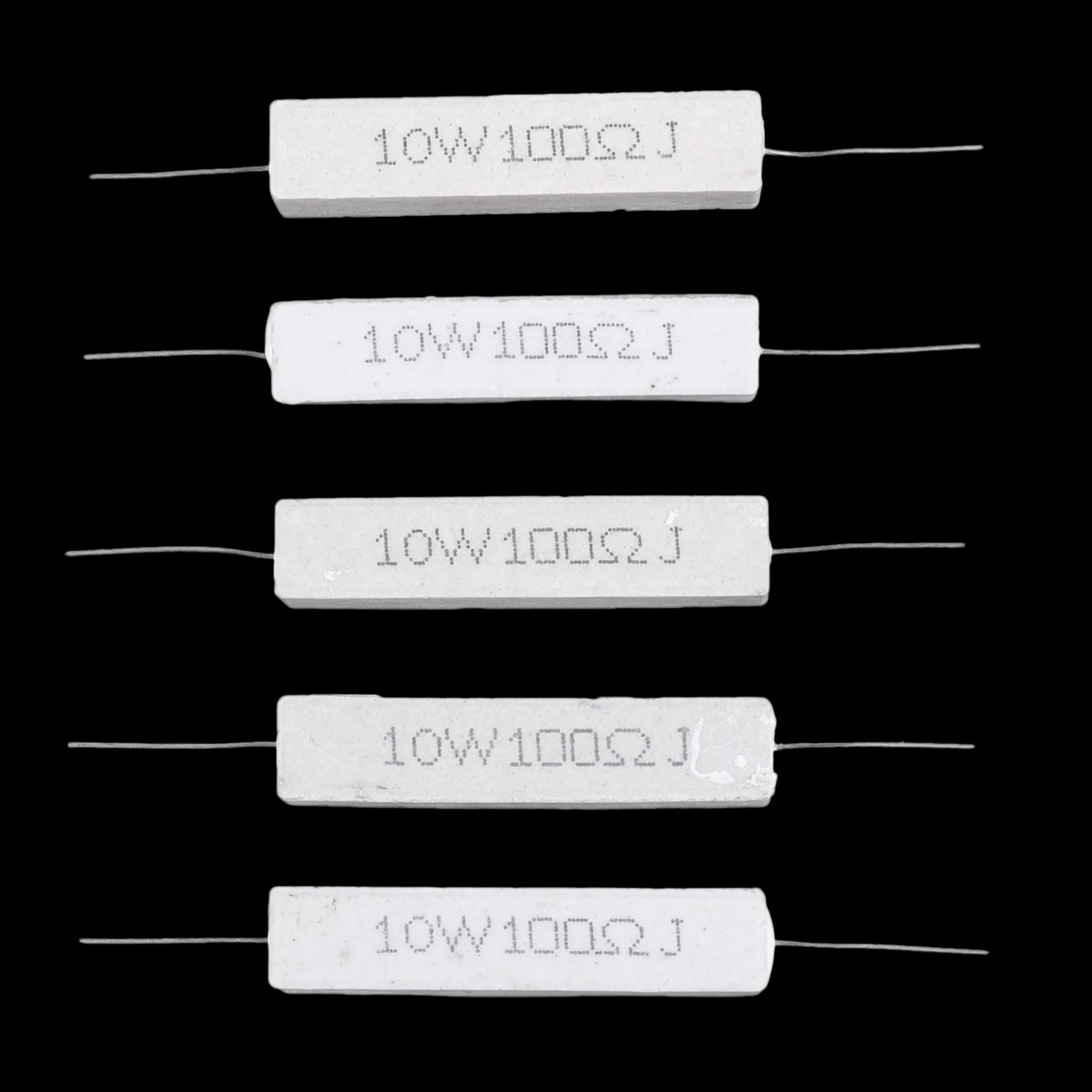 5 Pcs 10W Watt 100 Ohm 5% Axial Wirewound Cement