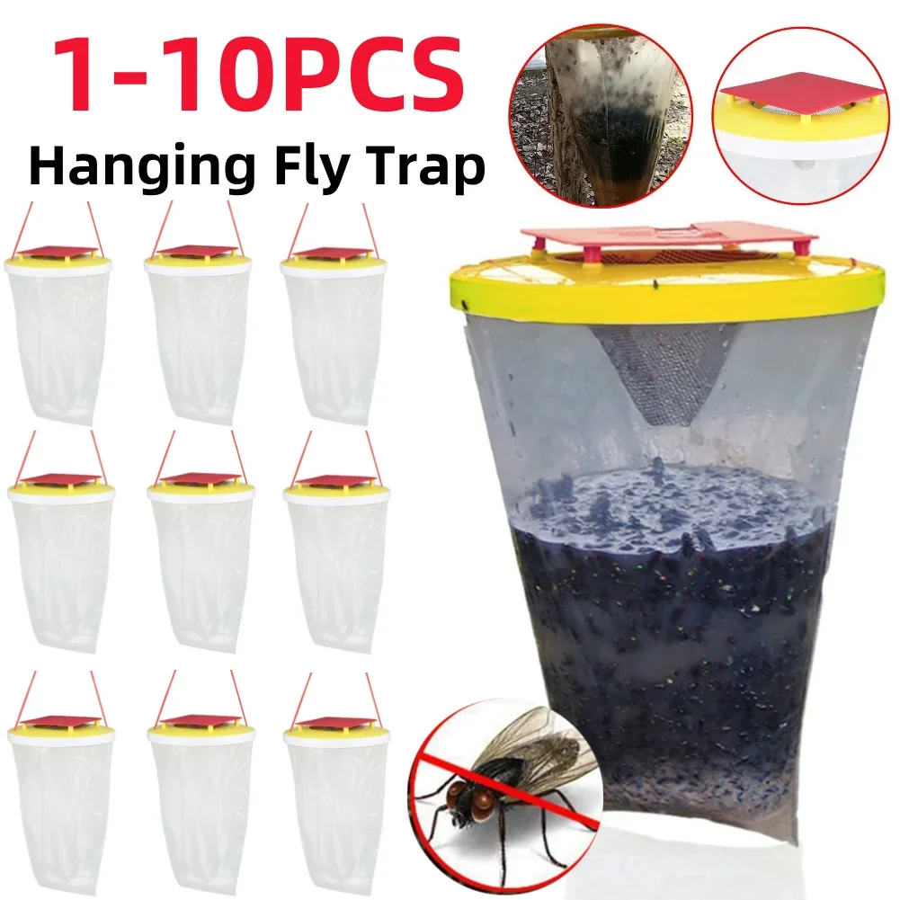 

1-10Pcs Fly Trap Hanging Fly Catcher Disposable Fly Lure Bag Hanging Bag Non Toxic for Parks/Canteens/Restaurants/Farms Outdoor