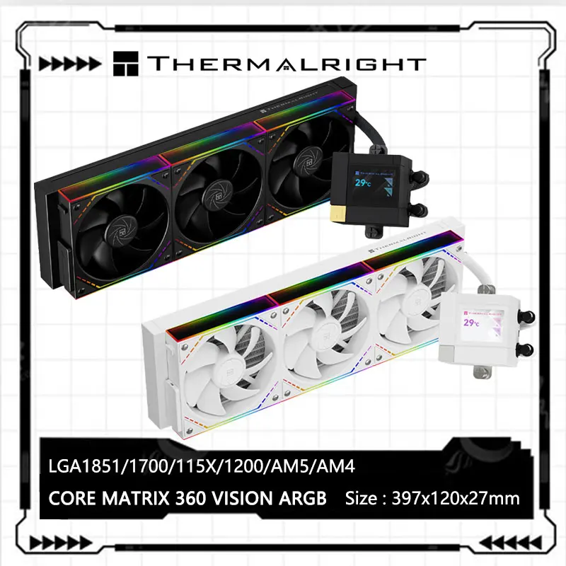 Thermalright CORE MATRIX VISION ARGB Integrated water cooling radiator,2 inches Magnetic cold head,support LGA1851/1700/AM5/AM4