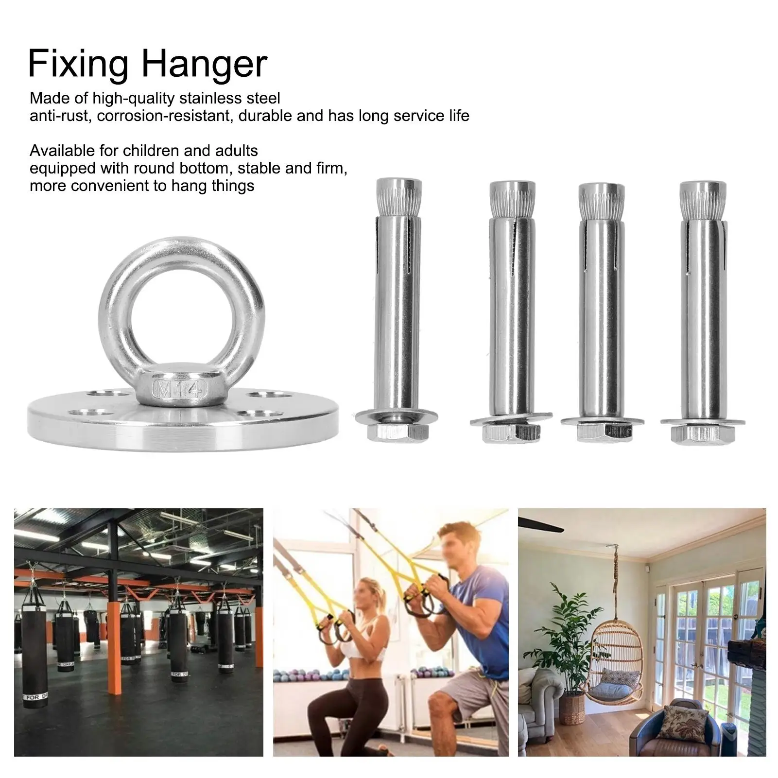 DG-08 Stainless Steel Ceiling Hook for Yoga Hammock, Fitness Swing & Sandbag Suspension - Durable Wall Mount Hanger