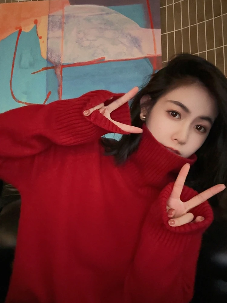 

the Meng High Quali Ultra Fine Wool High Ne Color Simple Elegance Knitted Sweater Women Winter Loose Fit Long Sve