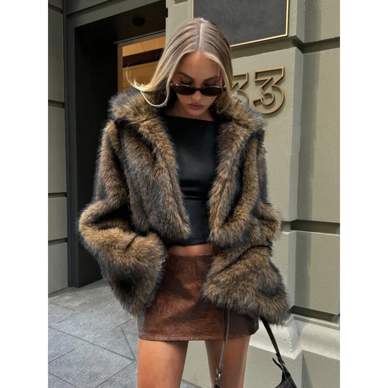 

Women's Faux Leather Coat K 94639 High Waist Style Spring Seasonal Fashion Outerwear without Brand Registration Number