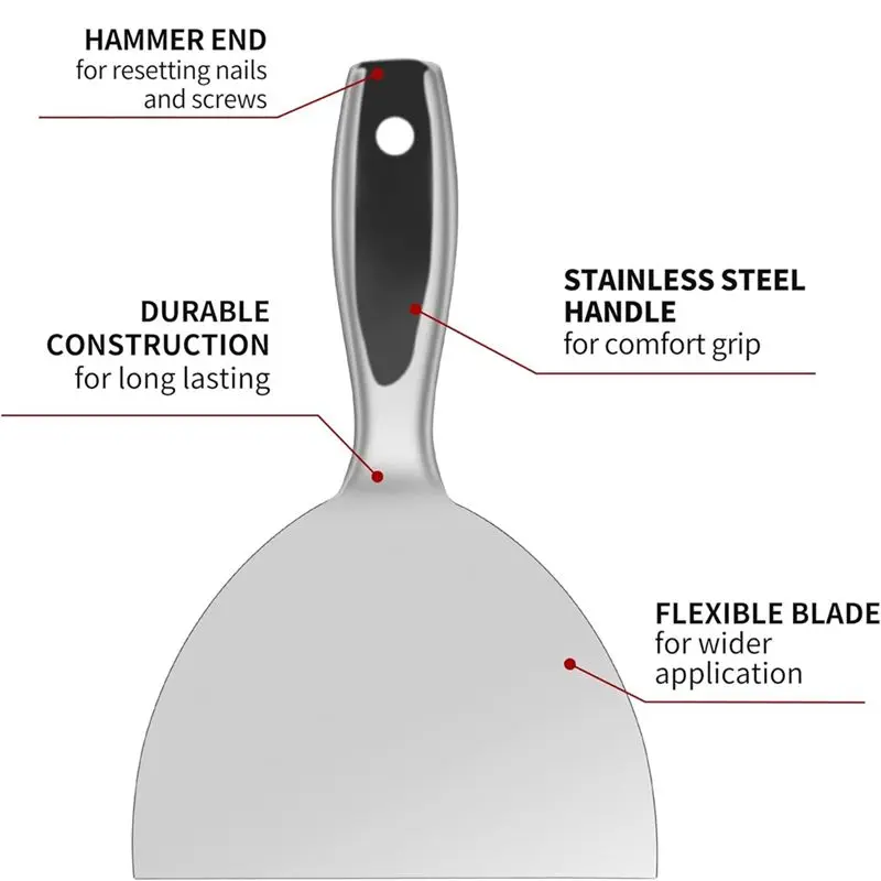A02M-Putty Knife Set,4 PCS One-Piece Premium Polished All-Stainless Steel Scraper Tool For Drywall Finishing