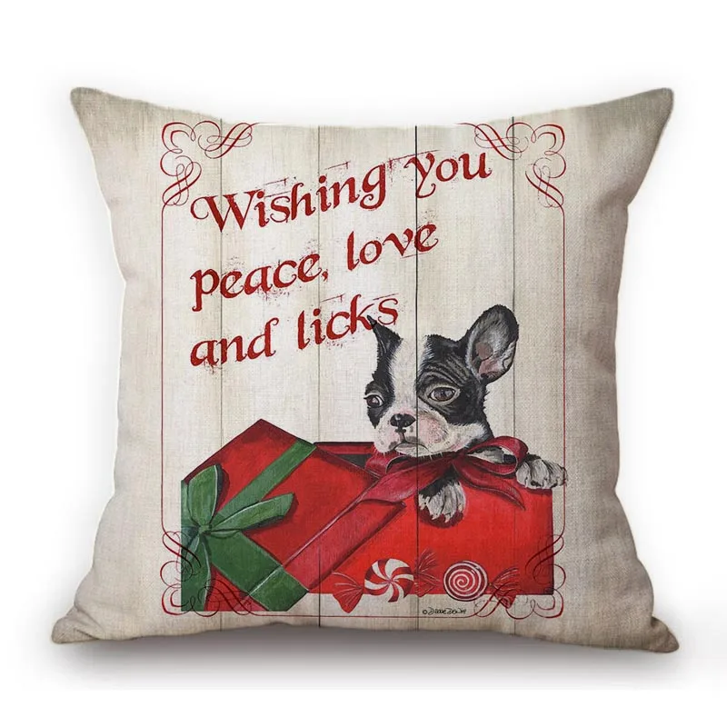 Vintage Snowman Lovely Cute Dog Poodle Christmas Art Decoration Sofa Throw Pillow Case Cozy Home Festival Decor Cushion Cover