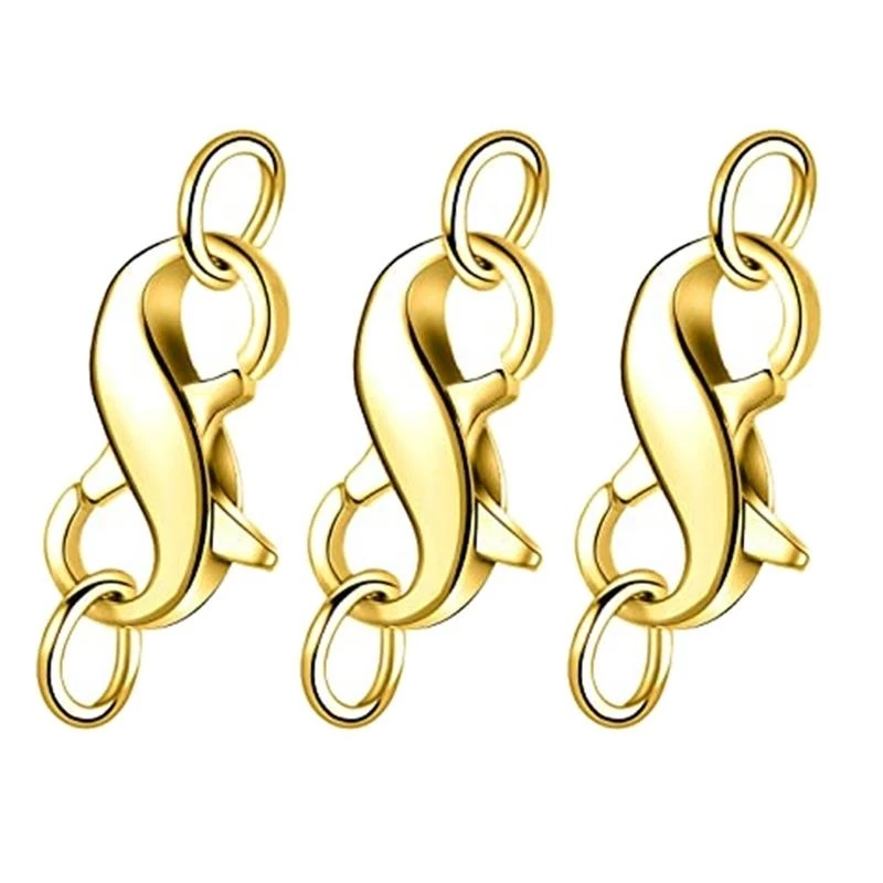 

3pcs Figure Eight Lobster Clasp with Jump Rings Double Opening DIY Jewelry Craft