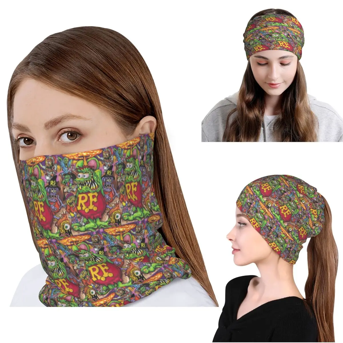 

Rat Fink Bandana Neck Cover Magic Scarf Multifunction Balaclava Beanies Hat for Men Women Adult Breathable