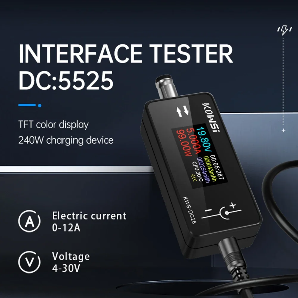 KWS-DC28  Current and Voltage Meter DC 4-30V 0-12A Power Meter Tester PD Battery Capacity Detector  Digital LCD Display Meter