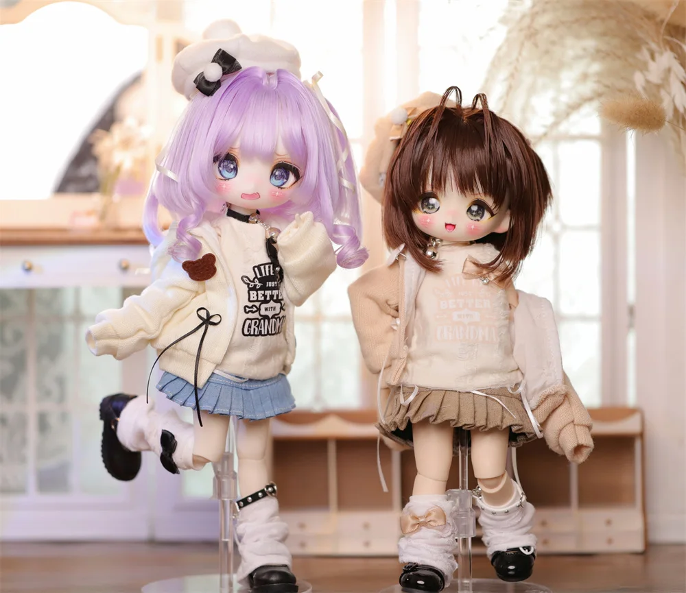 BJD doll clothes suitable for 1/6 size sweatshirt, skirt clothes set doll accessories (7 points)