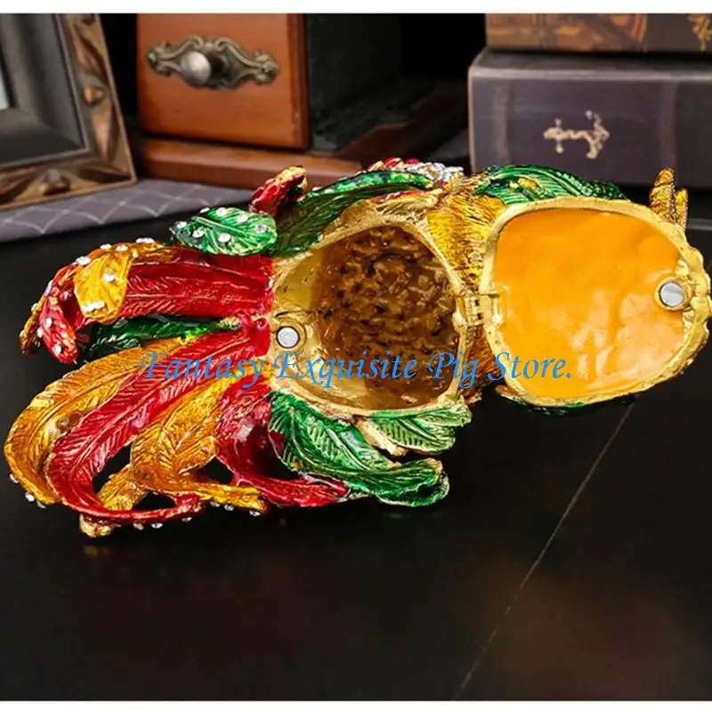 Exquisite Handcrafted Rooster Jewelry Display Case Holder Box Featuring Aluminum Construction And Ample Space 