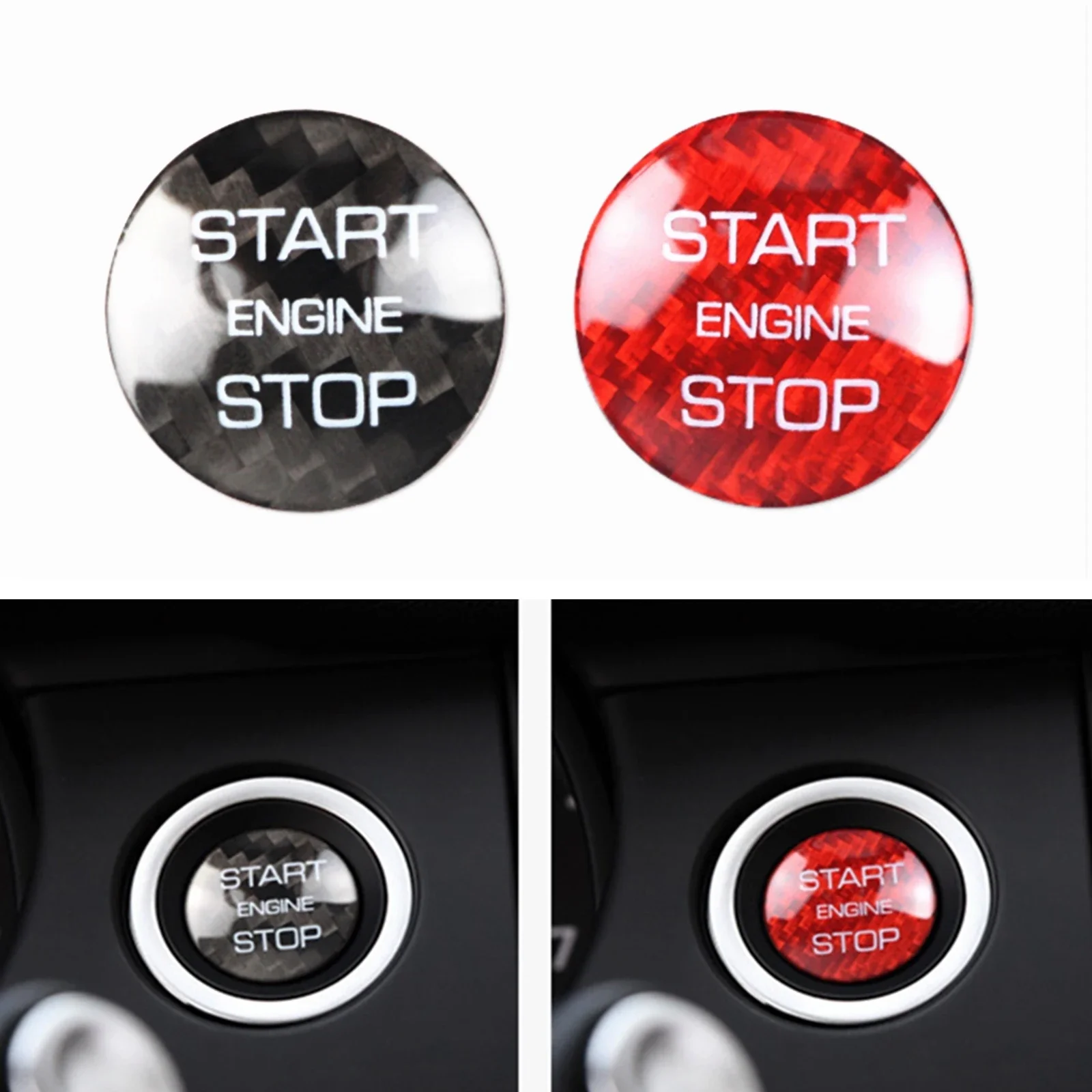 

Pop Red Carbon Fiber Engine Start Button Cap For LR Range Rover Discovery 2014-2018