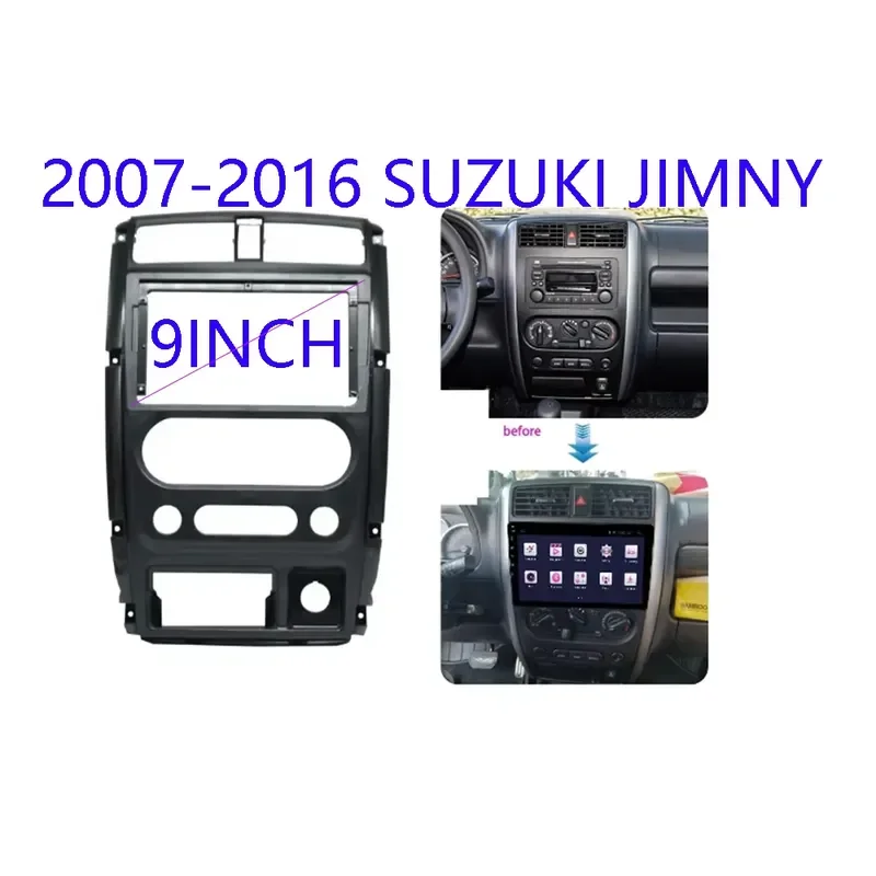 9 Inch 2 Din Android Car Radio GPS MP5 Stereo Head Unit Dash Frame Panel Fascia For Suzuki Jimny 2007-2016 Installation Kit