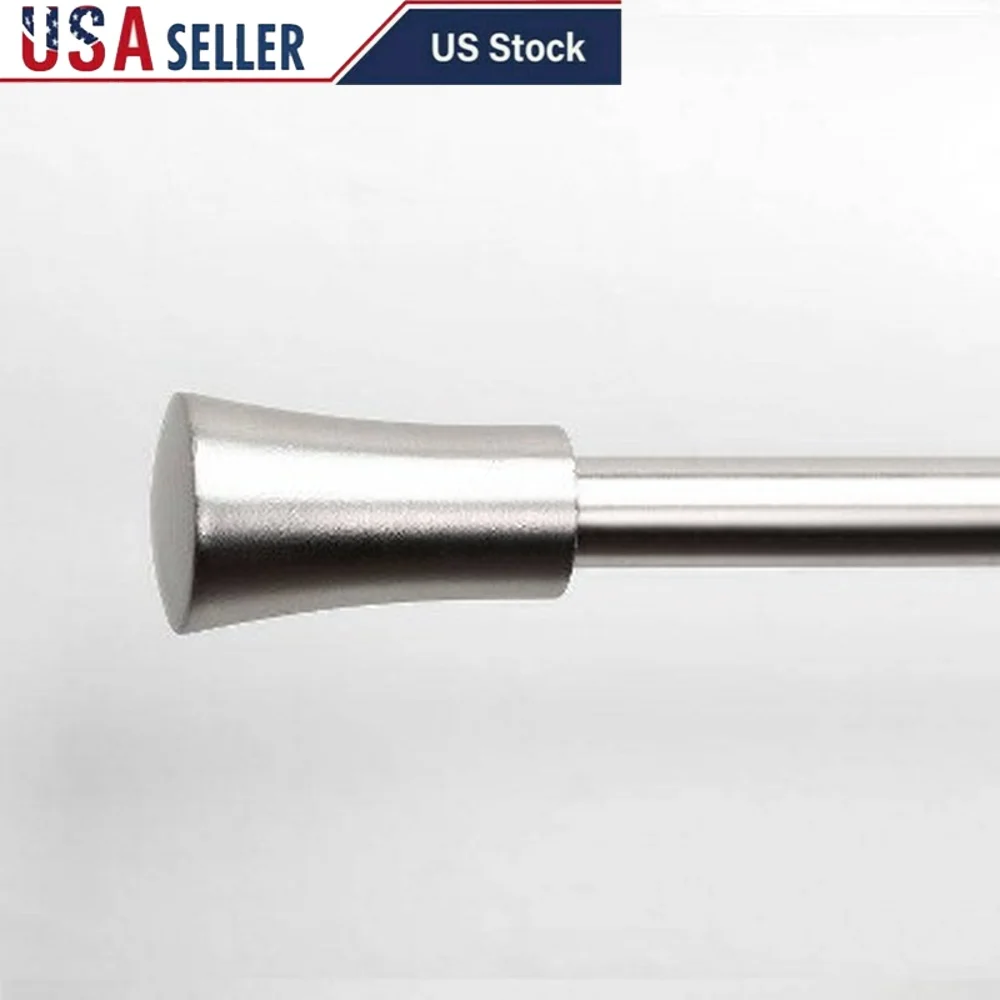 

Adjustable Decorative Curtain Rod Set with Cylinder Finials Brushed Nickel Metal Hardware Easy Installation Home Decor