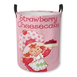 S-Strawberry S-Shortcake Bundle Device Laundry Basket Fabric Laundry Moving Folding Dirty Laundry Basket Cartoon