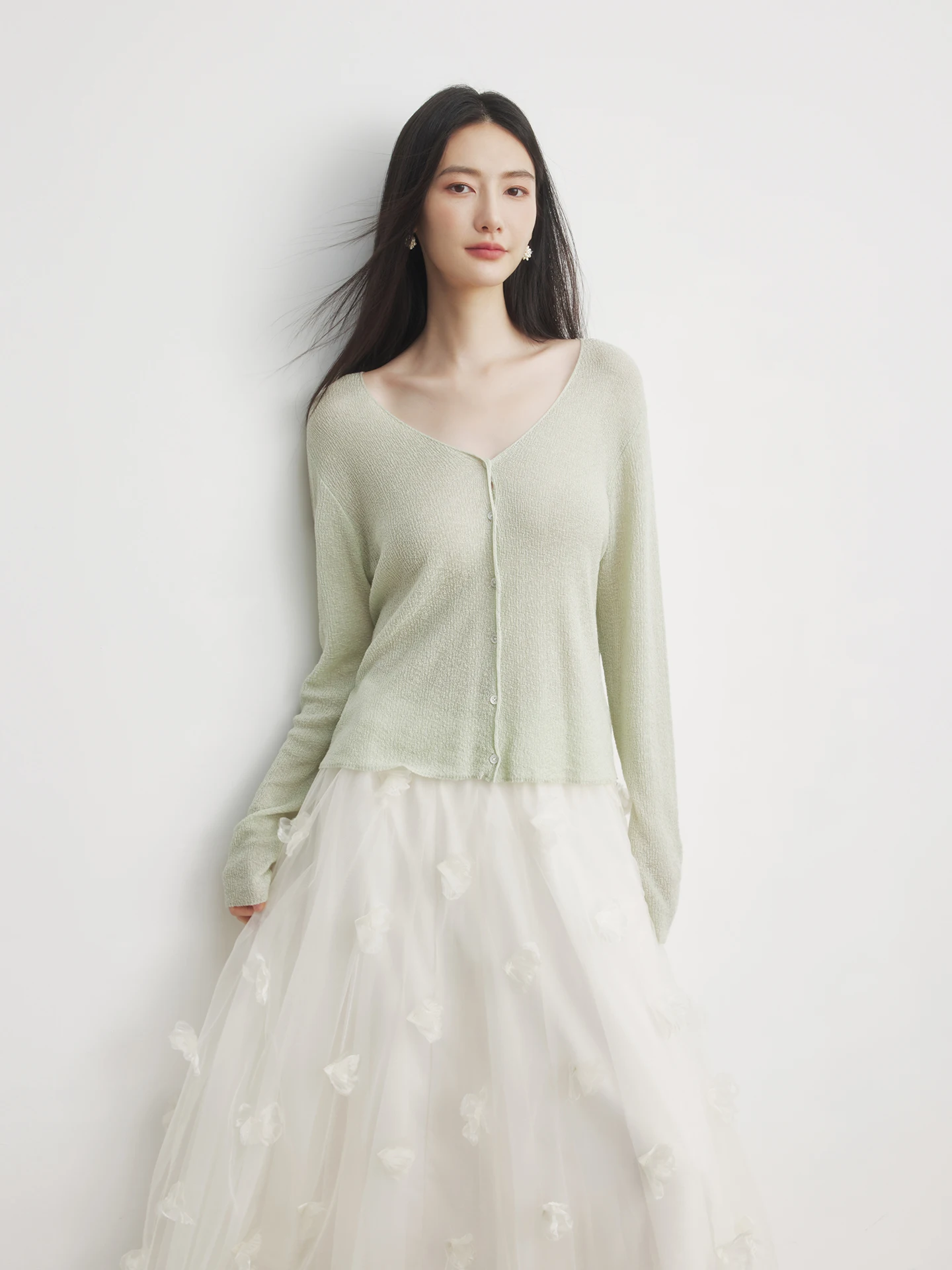 

Летний легкий кардиган Annata из льна и лиоцелла с защитой от солнца, женский, мягкий, вязаный, с длинными рукавами, круглым вырезом, цветной