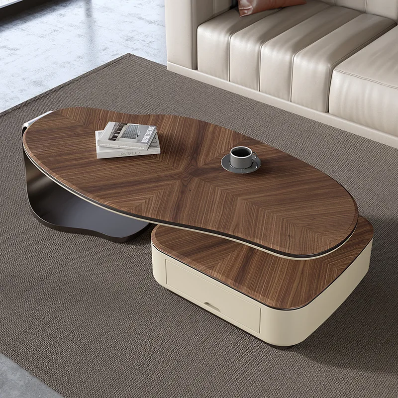 وابي ساندي ويند الجوز الخشب الصلب شقة صغيرة طاولة القهوة على شكل خاص غرفة المعيشة المنزلية طاولة القهوة المانجو